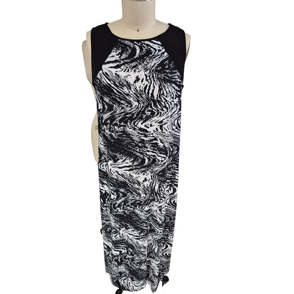 Avenue Black White Abstract Maxi Dress NWT 14/16 Made USA - Picture 4 of 8